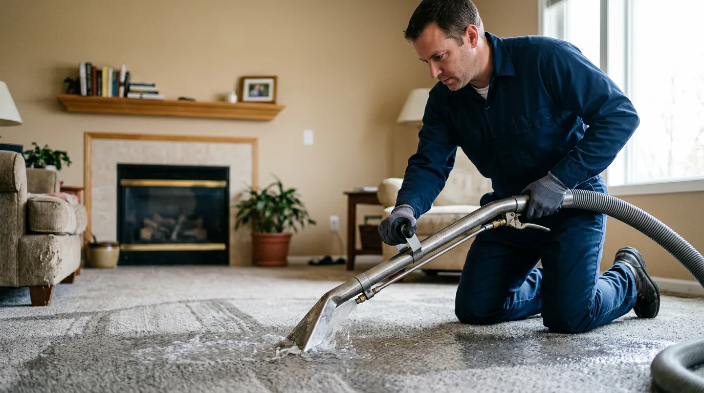 Water damage restoration technician working near Moscow, OH